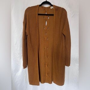 Pink Rose Goldenrod Knit Cardigan Sweater